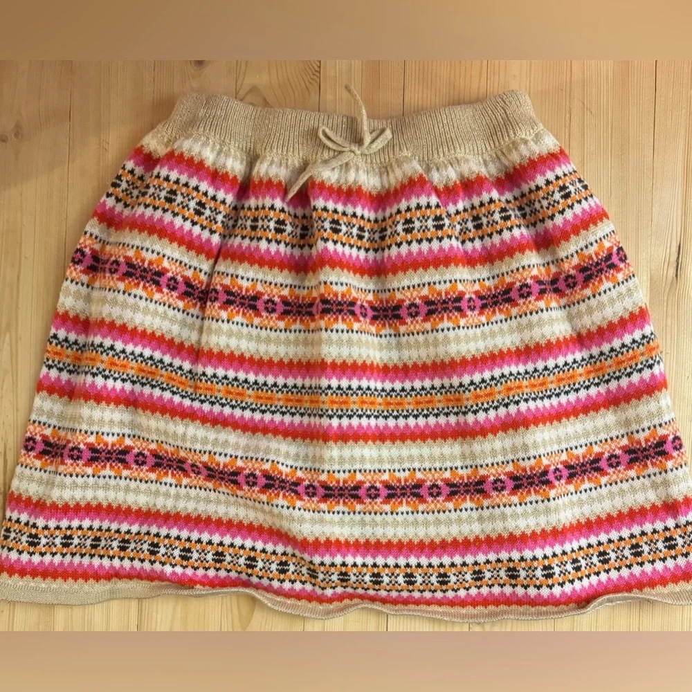 OshKosh B’gosh Girls Fair Isle Knit Sweater Skirt Pink Orange Size 5T Cozy